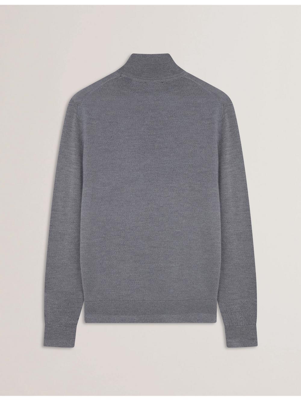 Ted Baker LIMEHAS - Wool Quarter Zip Funnel Neck Pullover Herren Charcoal | NLCBZ-2691