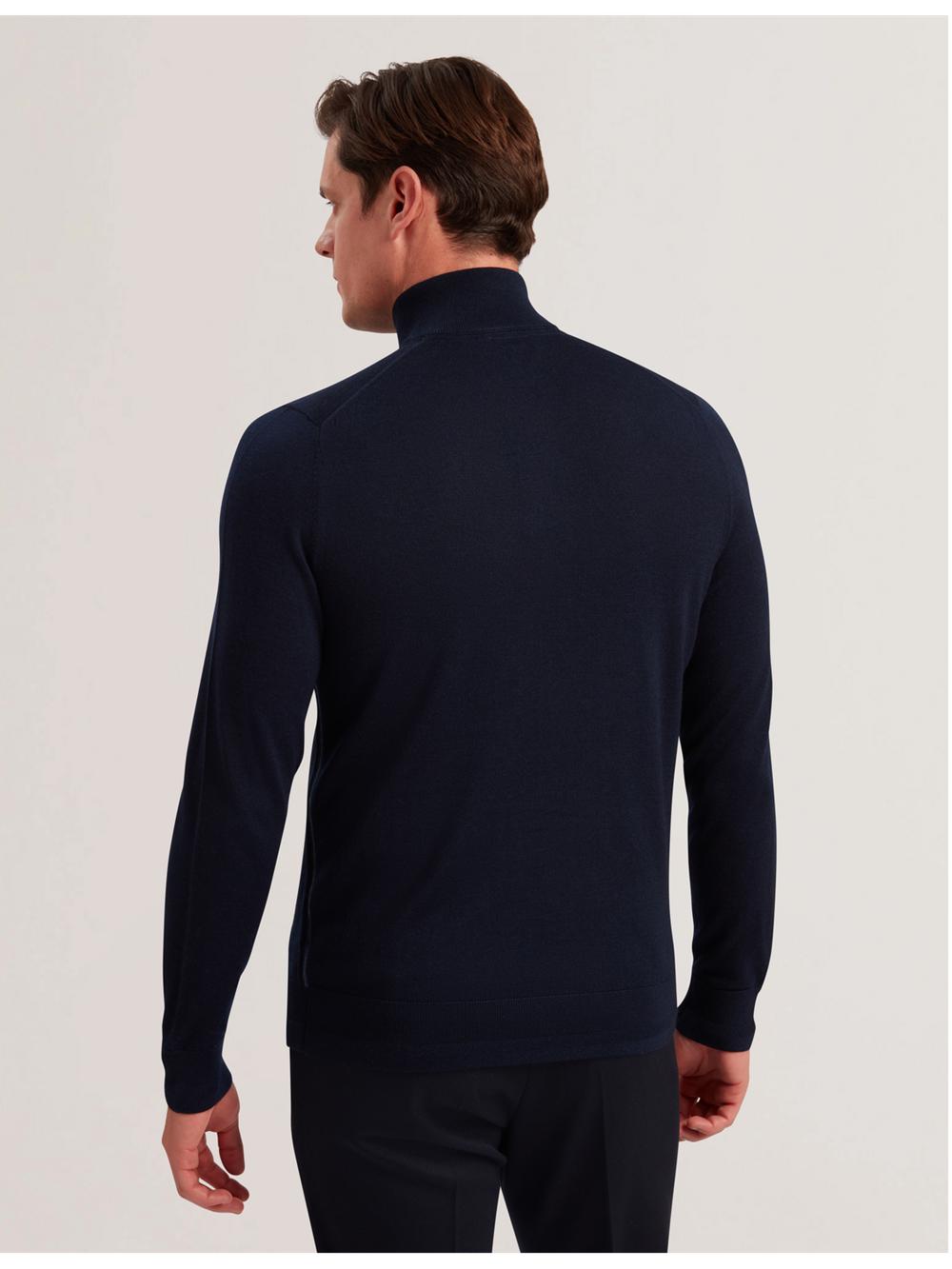 Ted Baker LIMEHAS - Wool Quarter Zip Funnel Neck Sweater Pullover Herren Navy | OEXAR-6750