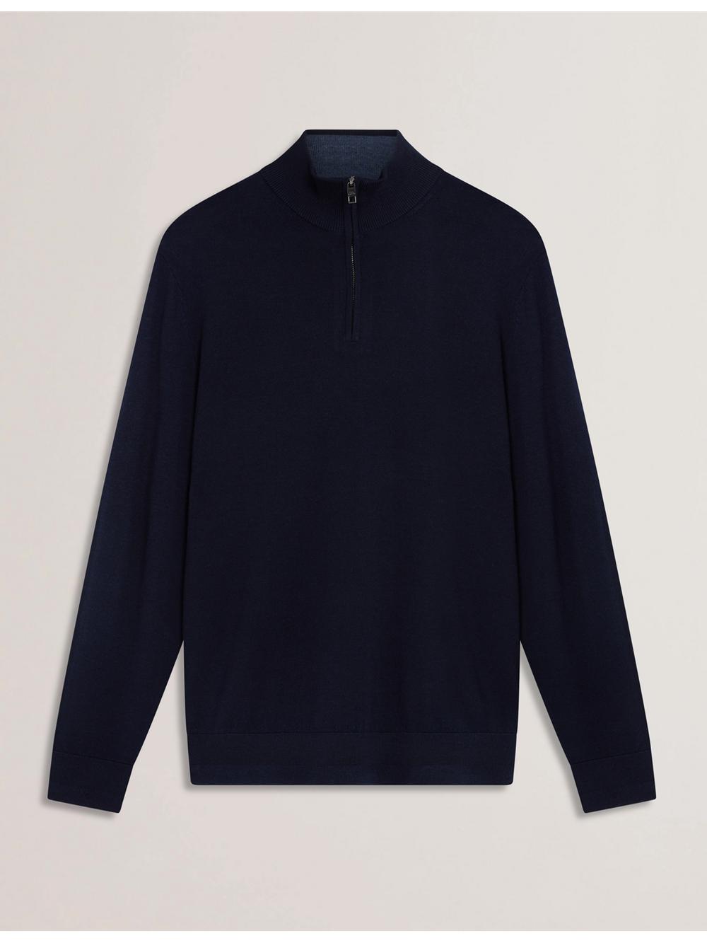 Ted Baker LIMEHAS - Wool Quarter Zip Funnel Neck Sweater Pullover Herren Navy | OEXAR-6750