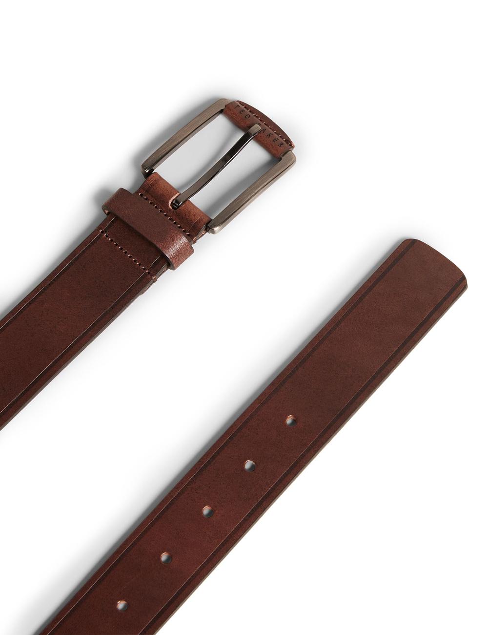 Ted Baker LINDED - Debossed Detail Smooth Leather Gürtel Herren Braun | EPATC-5831