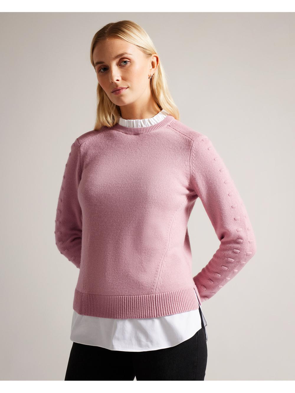 Ted Baker LISSIAH - Bobble Detail Shirt Hem Knitted Pullover Damen Rosa | UYZCT-7261