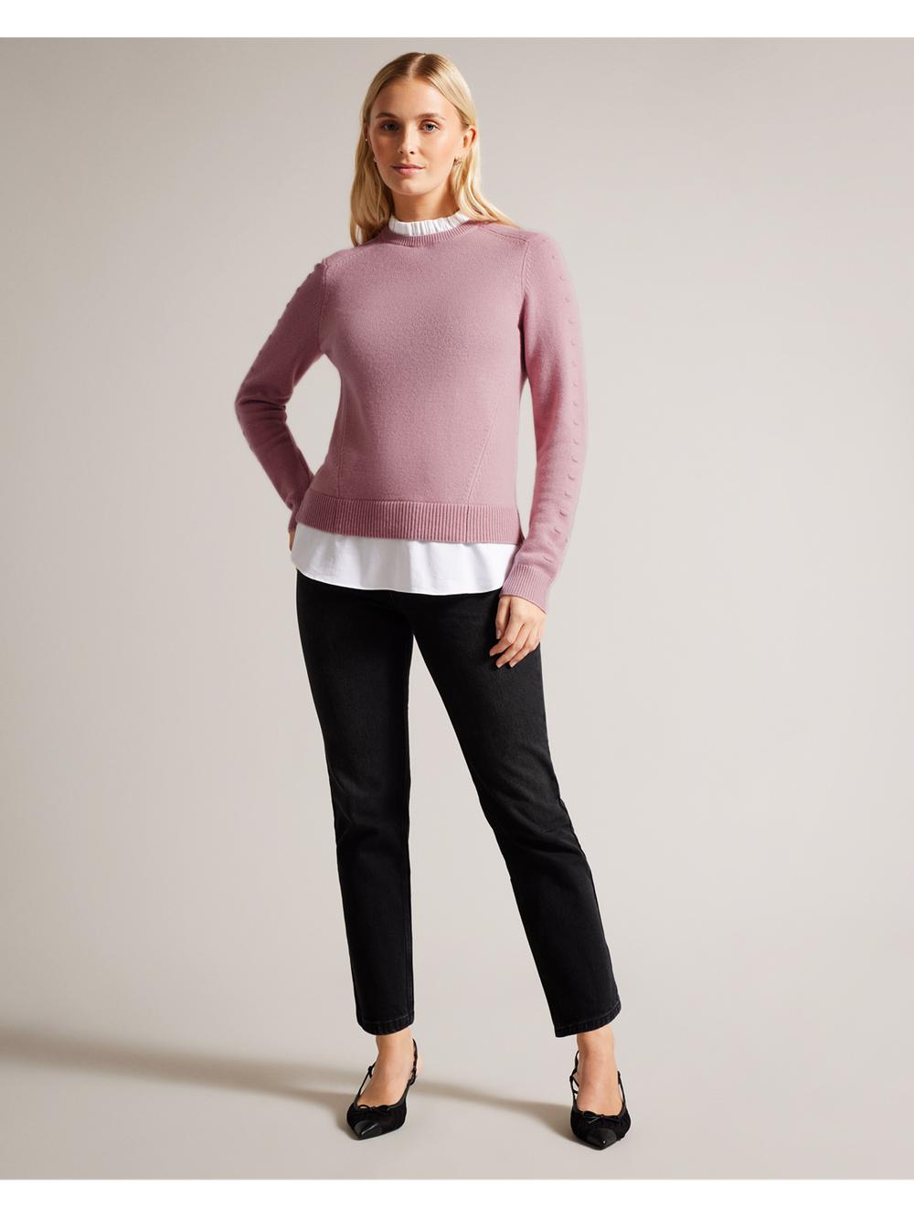 Ted Baker LISSIAH - Bobble Detail Shirt Hem Knitted Pullover Damen Rosa | UYZCT-7261