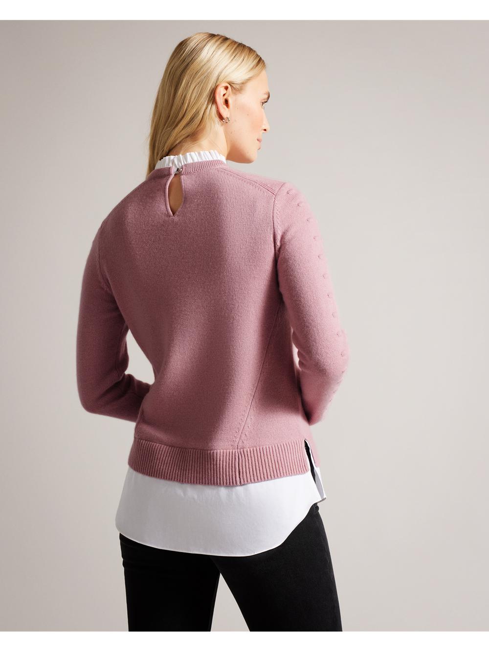 Ted Baker LISSIAH - Bobble Detail Shirt Hem Knitted Pullover Damen Rosa | UYZCT-7261