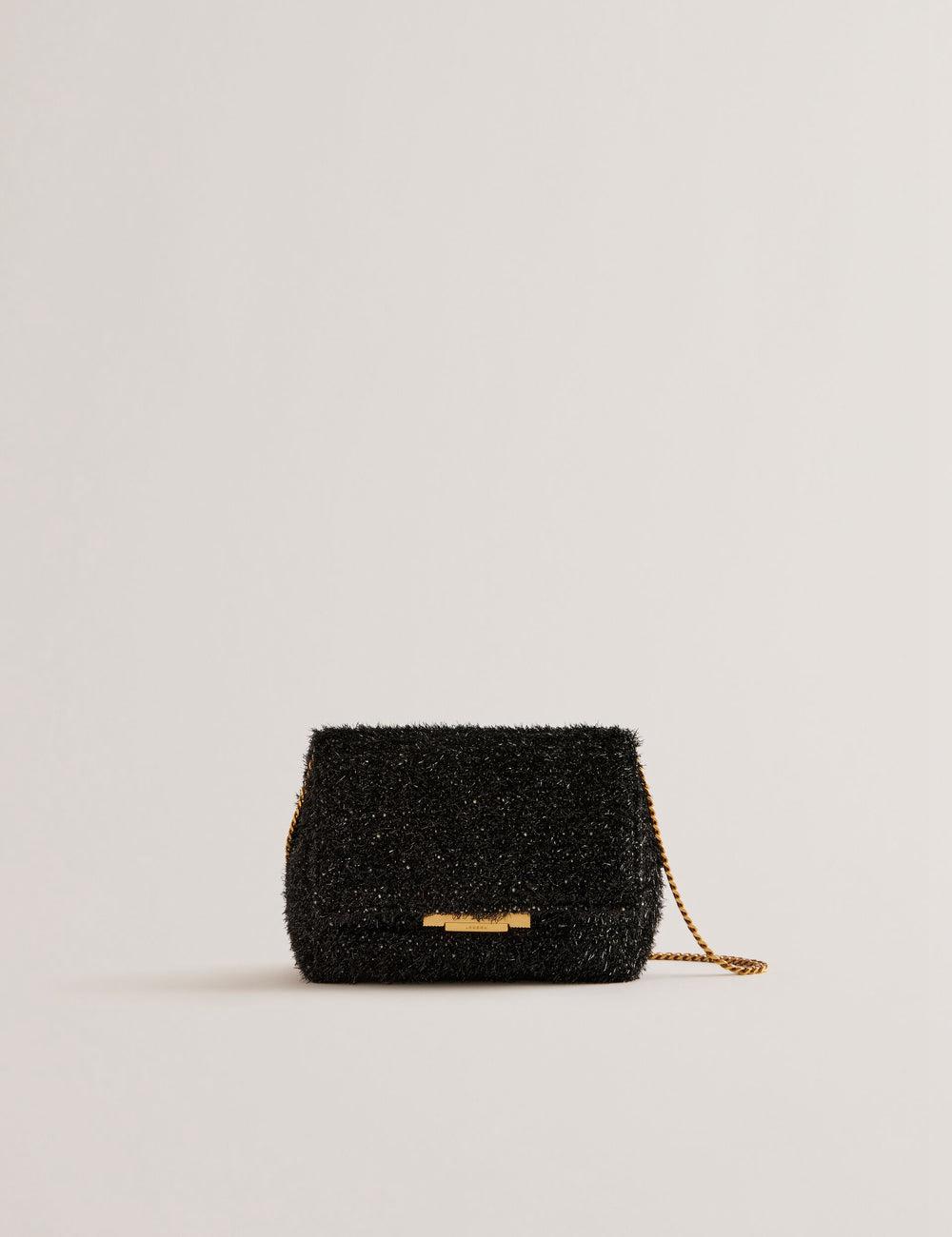 Ted Baker LIYLAH - Metallic Tinsel Fold Over Umhängetasche Damen Schwarz | LISWQ-1328