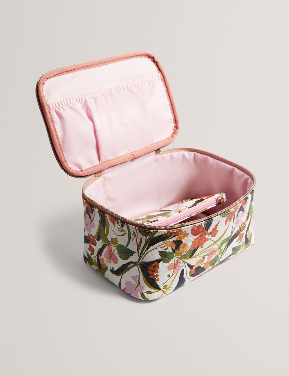 Ted Baker LOUISII - Floral PU Top Handle Large Kulturbeutel Damen Weiß | HVURC-3462