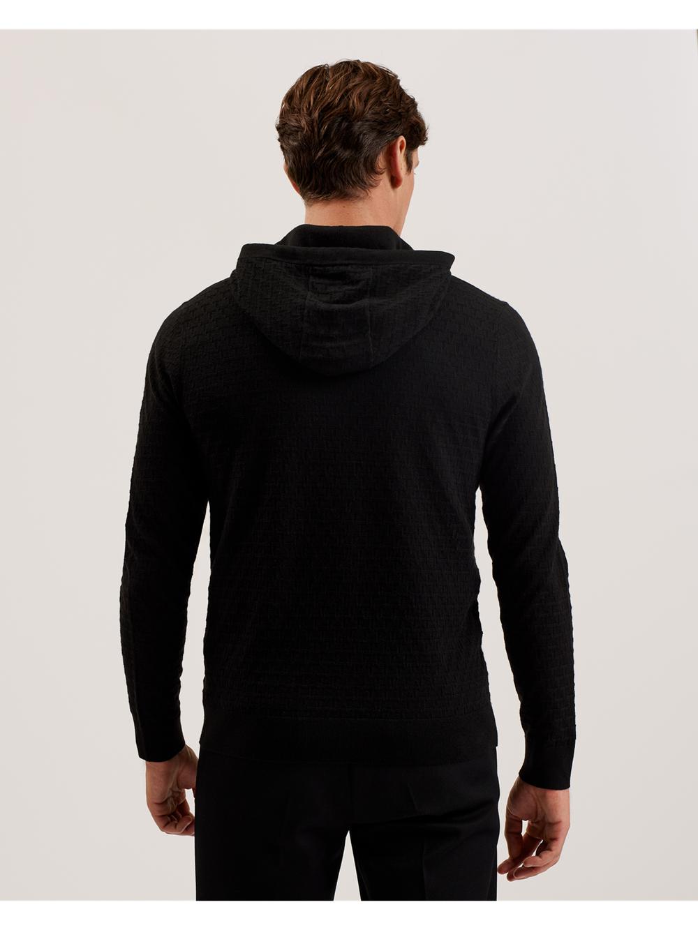 Ted Baker LOULAR - Textured T Knit Wool Blend Hoodie Herren Schwarz | PFUCW-5264