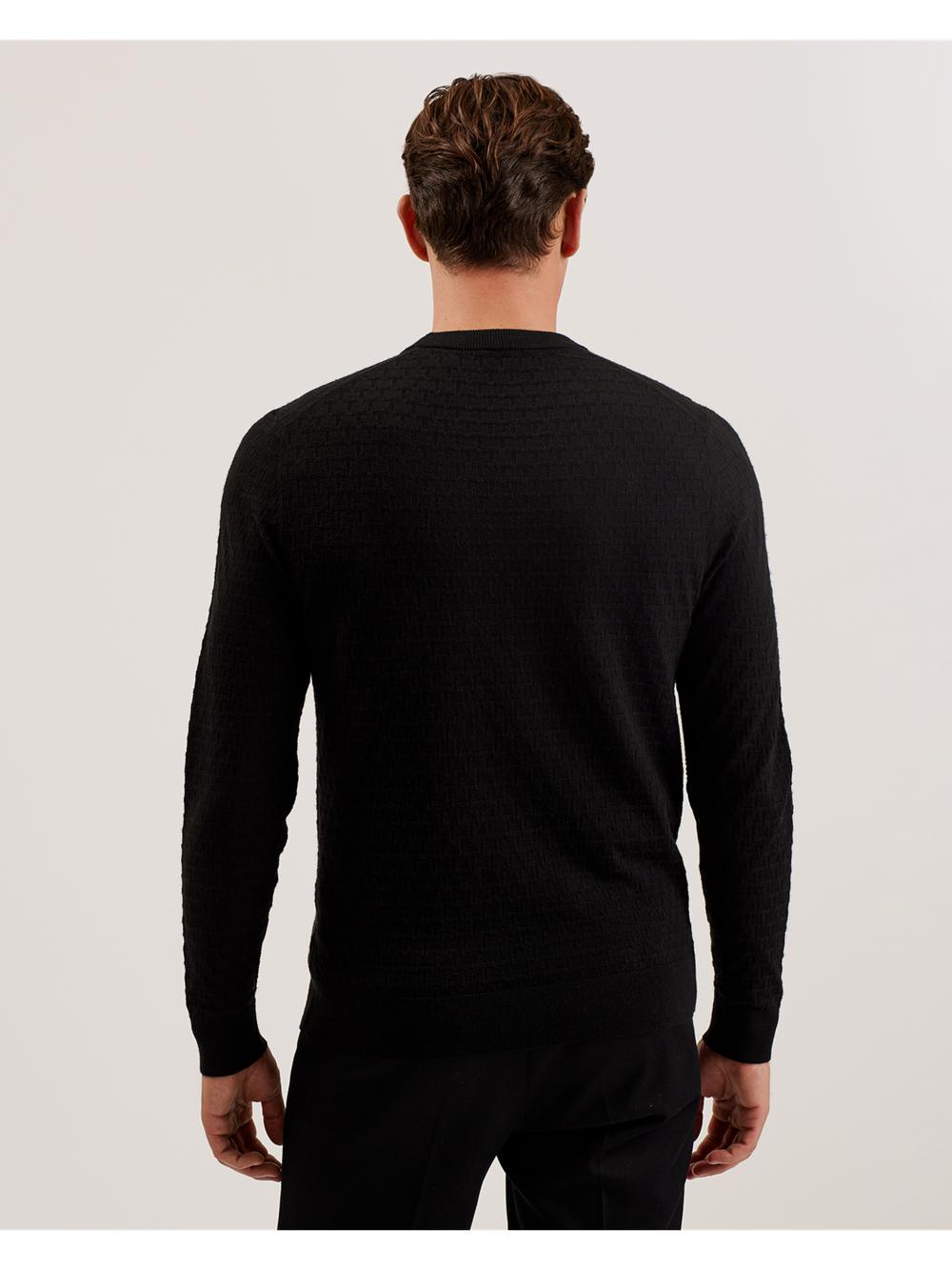 Ted Baker LOUNG - Textured T Knit Crew Neck Pullover Herren Schwarz | ENUVC-1569