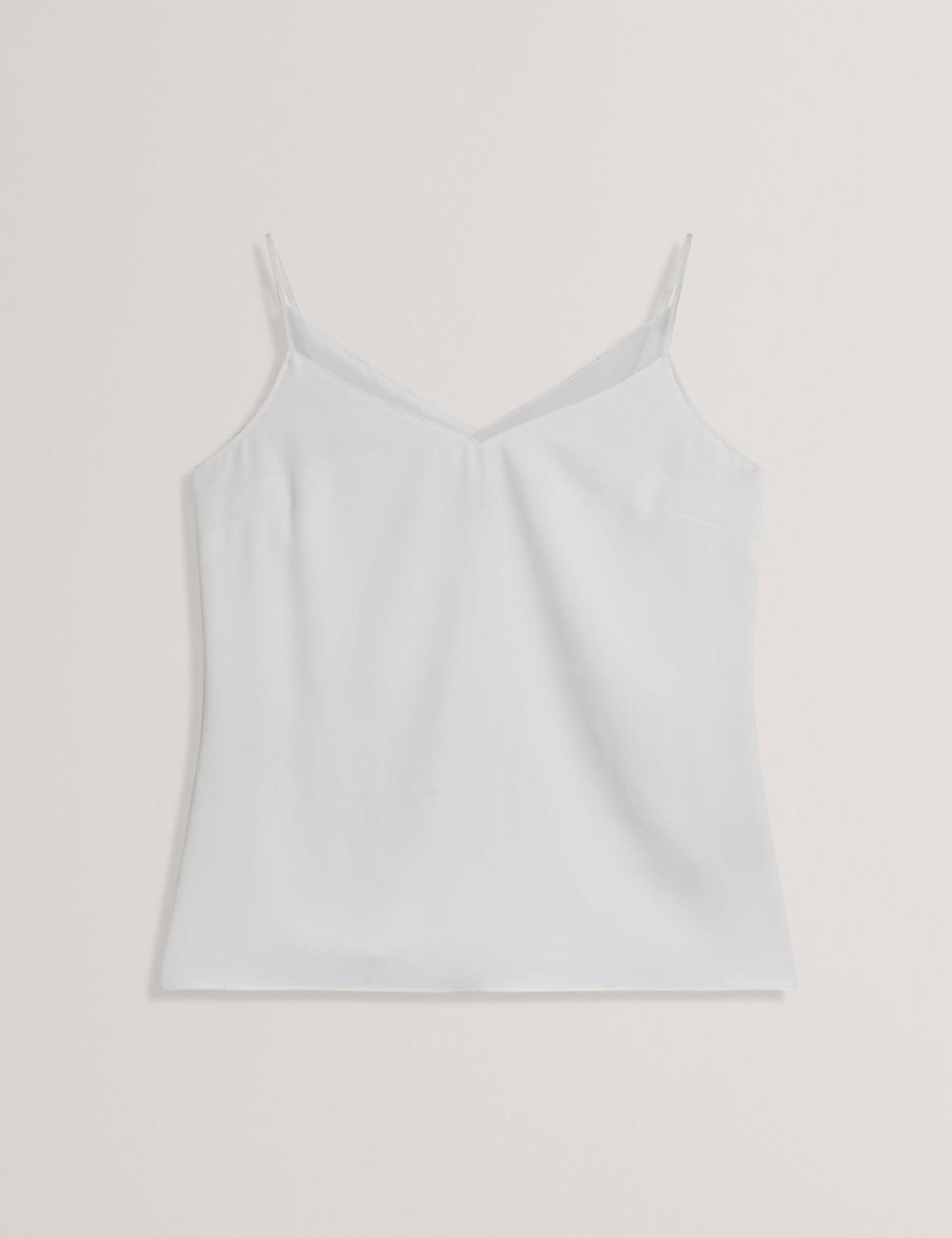 Ted Baker LULEA - Chiffon Detail V-Neck Strappy Cami Oberteile Damen Ivory | KEUYA-4319