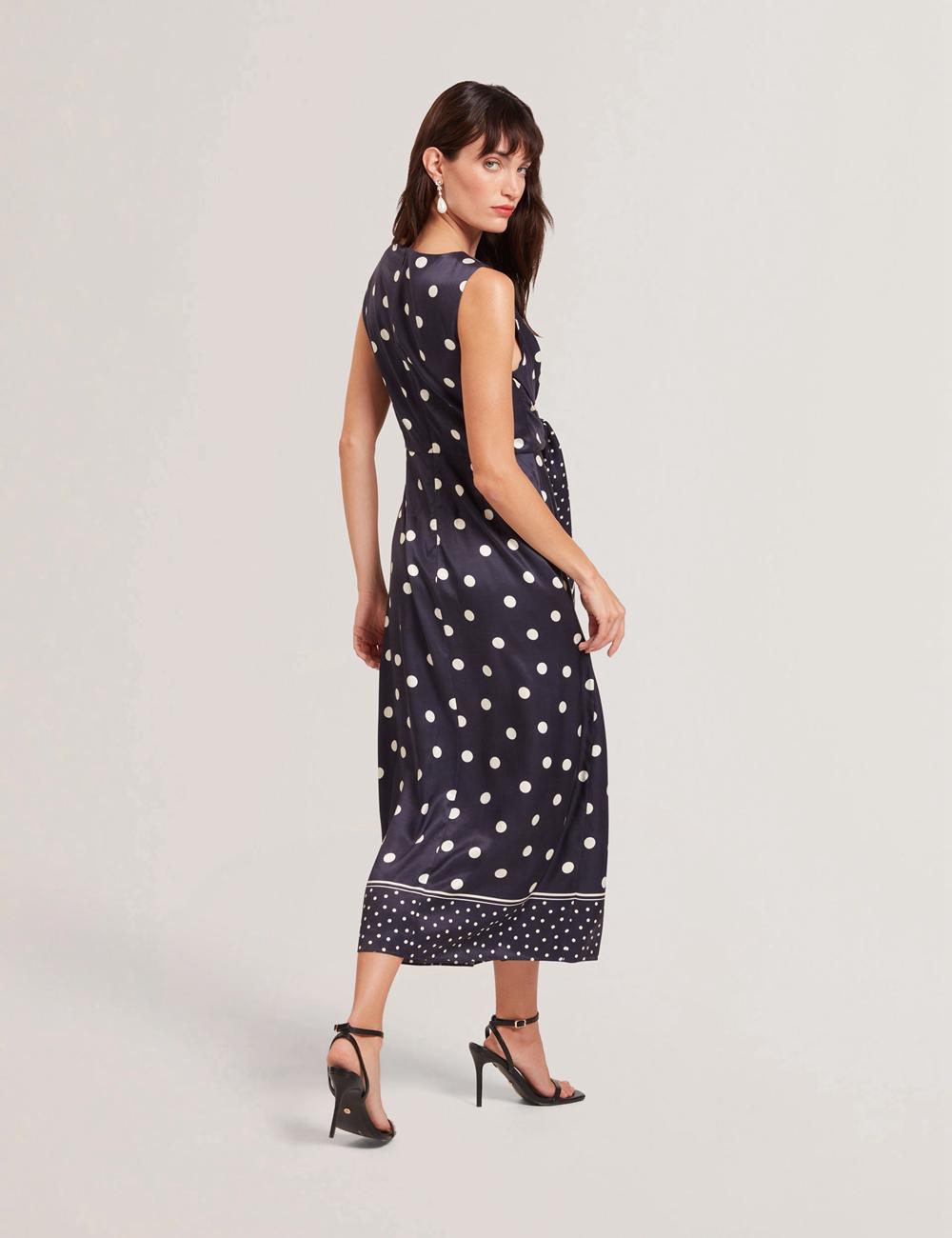 Ted Baker MALMOA - Polka Dot Detail Column Midi-kleid Damen Navy | XLUNH-2931