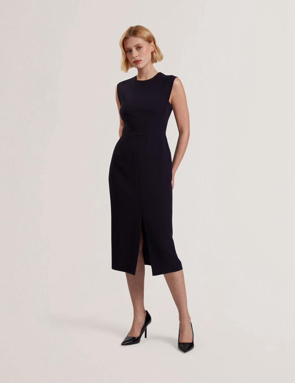 Ted Baker MANABDL - Tailored Sleeveless With Front Split Midi-kleid Damen Navy | IHMKC-2345