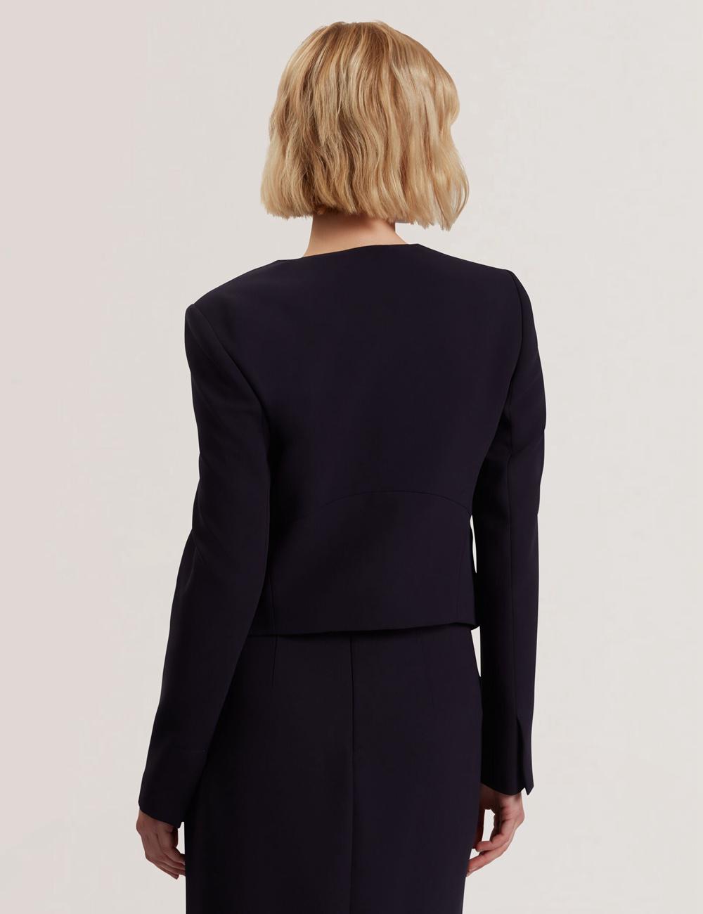 Ted Baker MANABJL - Tailored Round Neck Cropped Open Jacken Damen Navy | TVMZX-8271