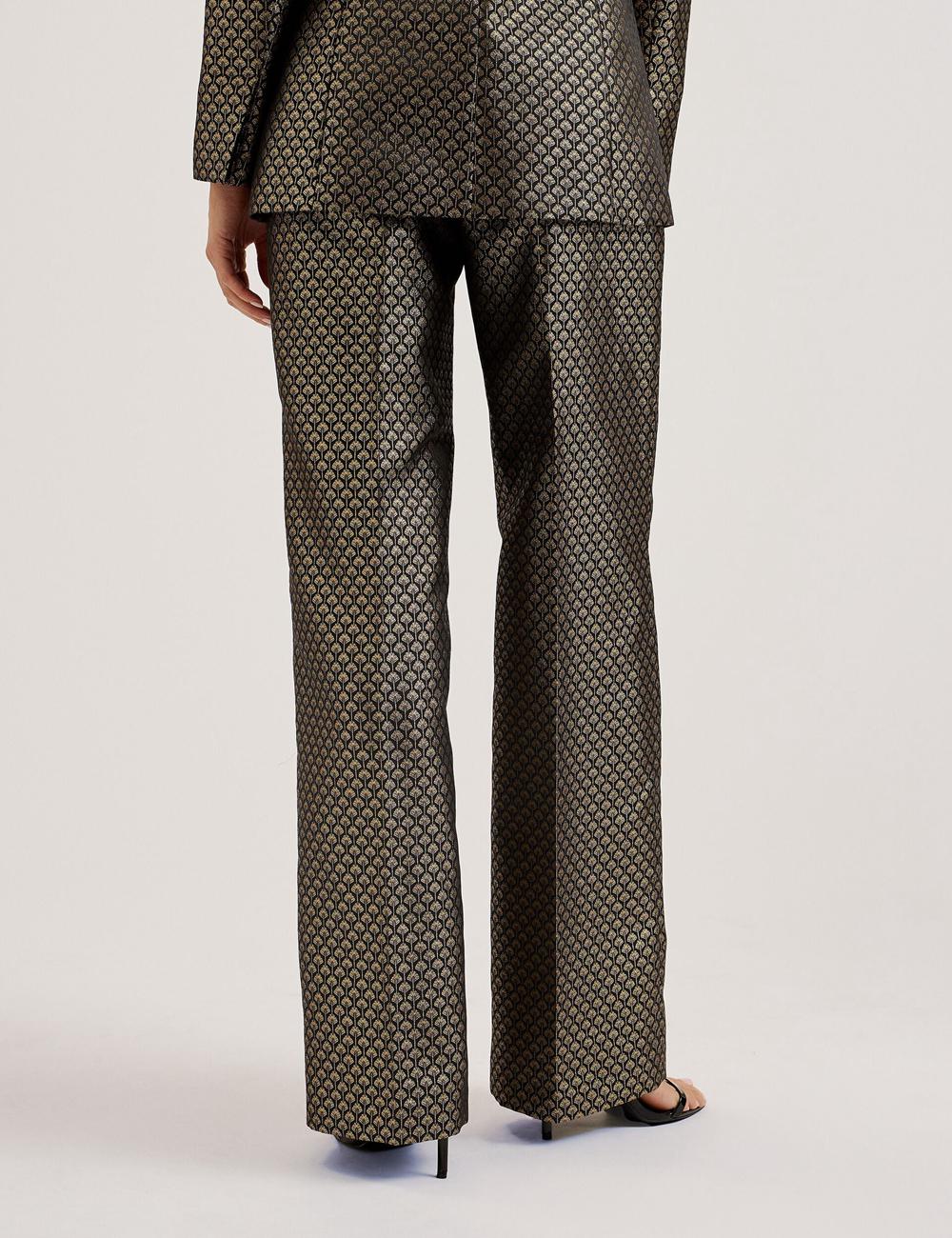 Ted Baker MANGUT - Metallic Jacquard Wide Leg Tailored Hosen Damen Schwarz | VGLUD-5103