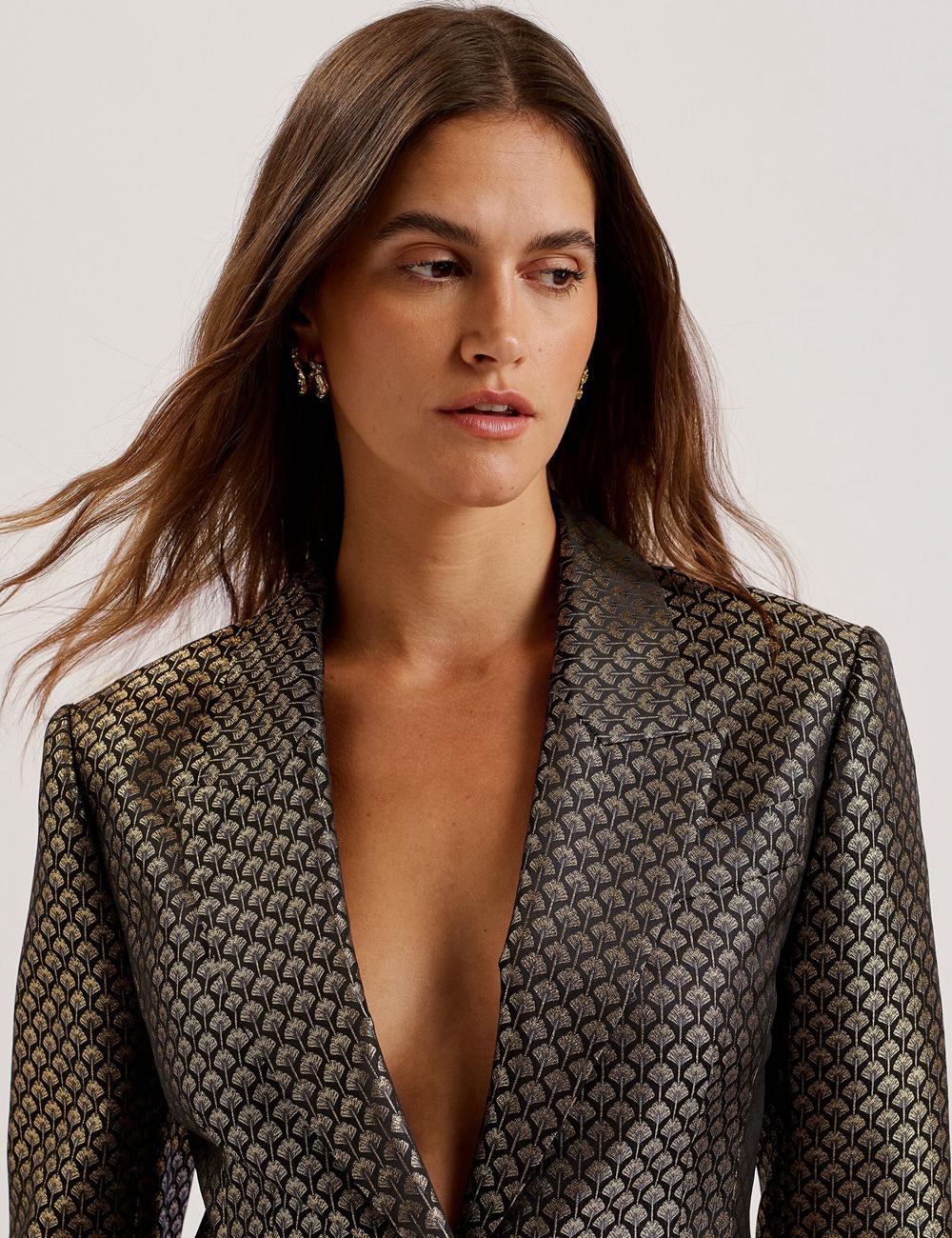 Ted Baker MANGU - Tailored Metallic Jacquard Fitted Blazer Damen Schwarz | XWTQY-2761
