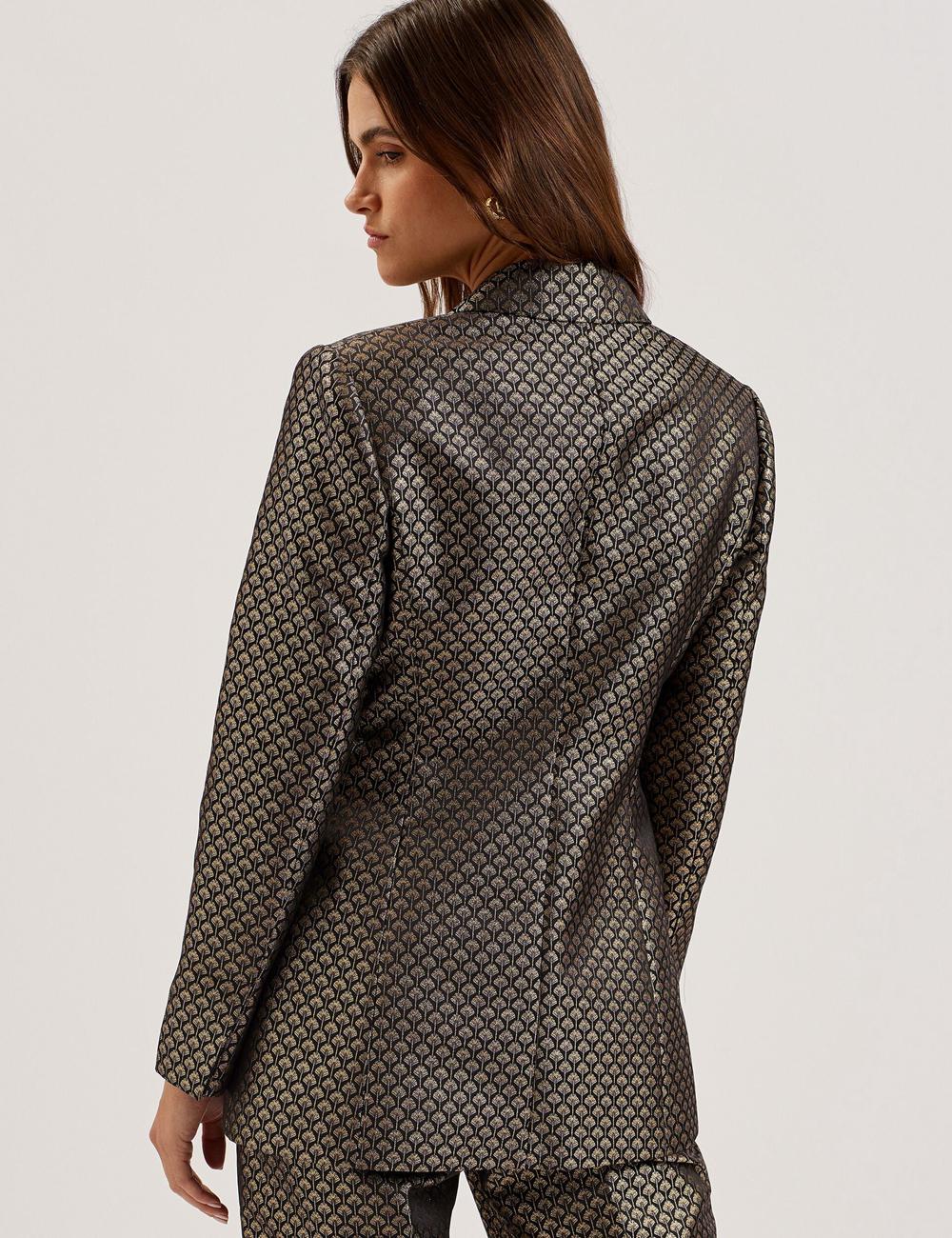 Ted Baker MANGU - Tailored Metallic Jacquard Fitted Blazer Damen Schwarz | XWTQY-2761