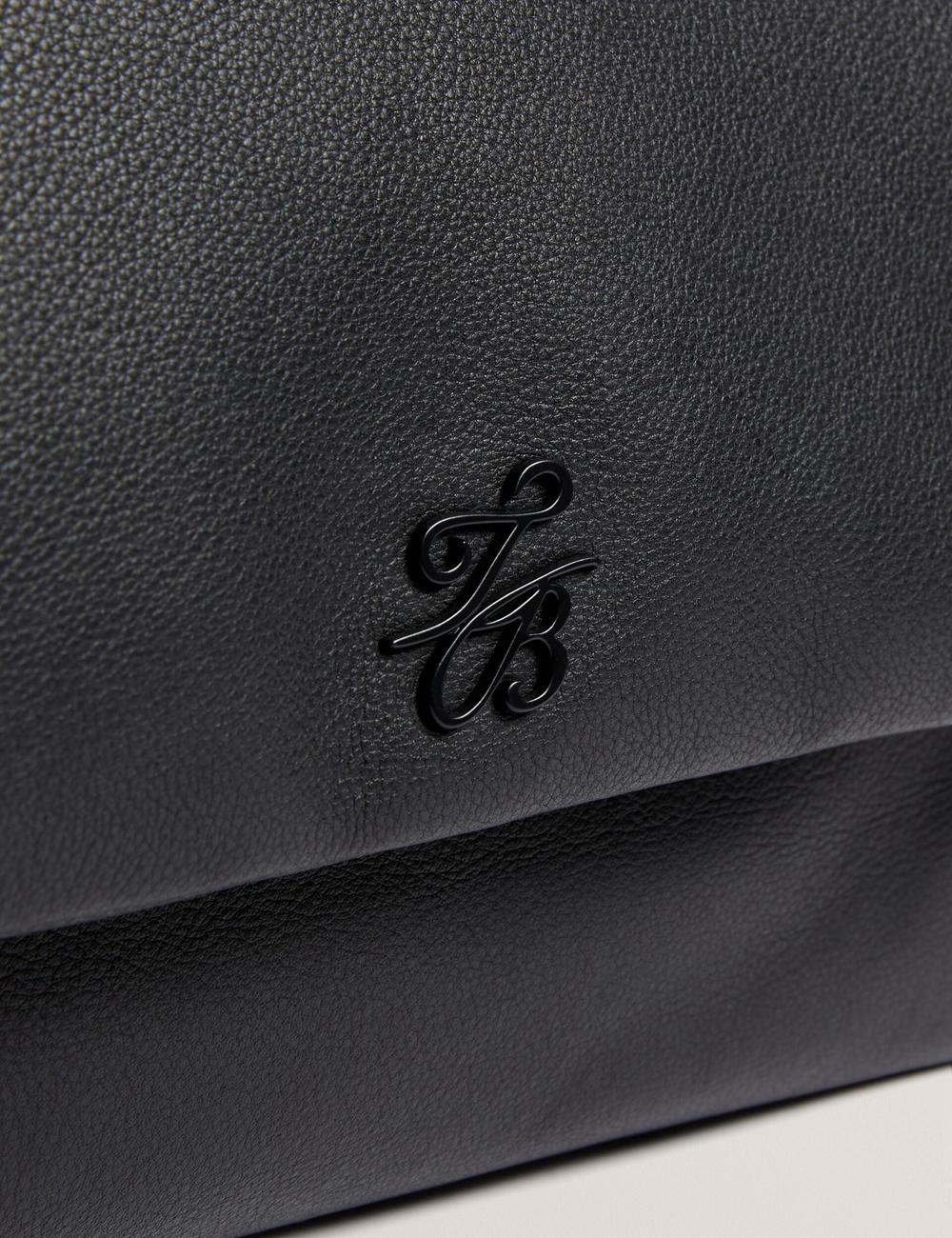 Ted Baker MARGOU - Padded Leather Large Fold Over Schultertasche Damen Schwarz | LSNPA-7832