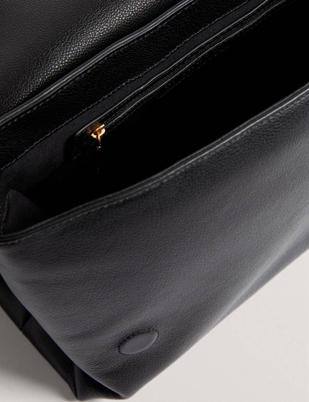Ted Baker MARGOU - Padded Leather Large Fold Over Schultertasche Damen Schwarz | LSNPA-7832