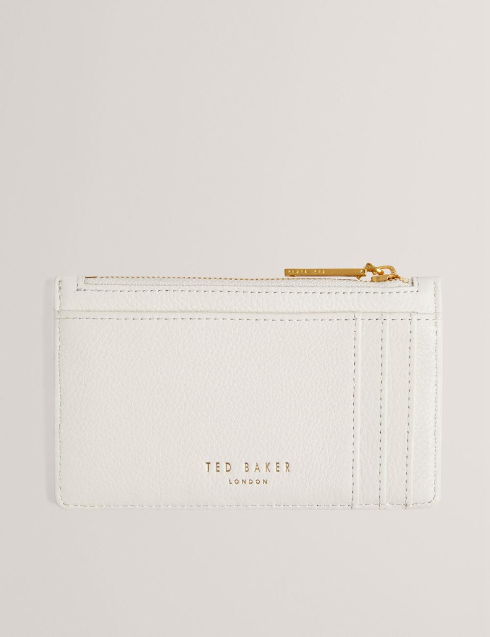 Ted Baker MARLEAH - TB Logo Leather Zip Card Holder Geldbörse Damen Ecru | JTQLN-1068