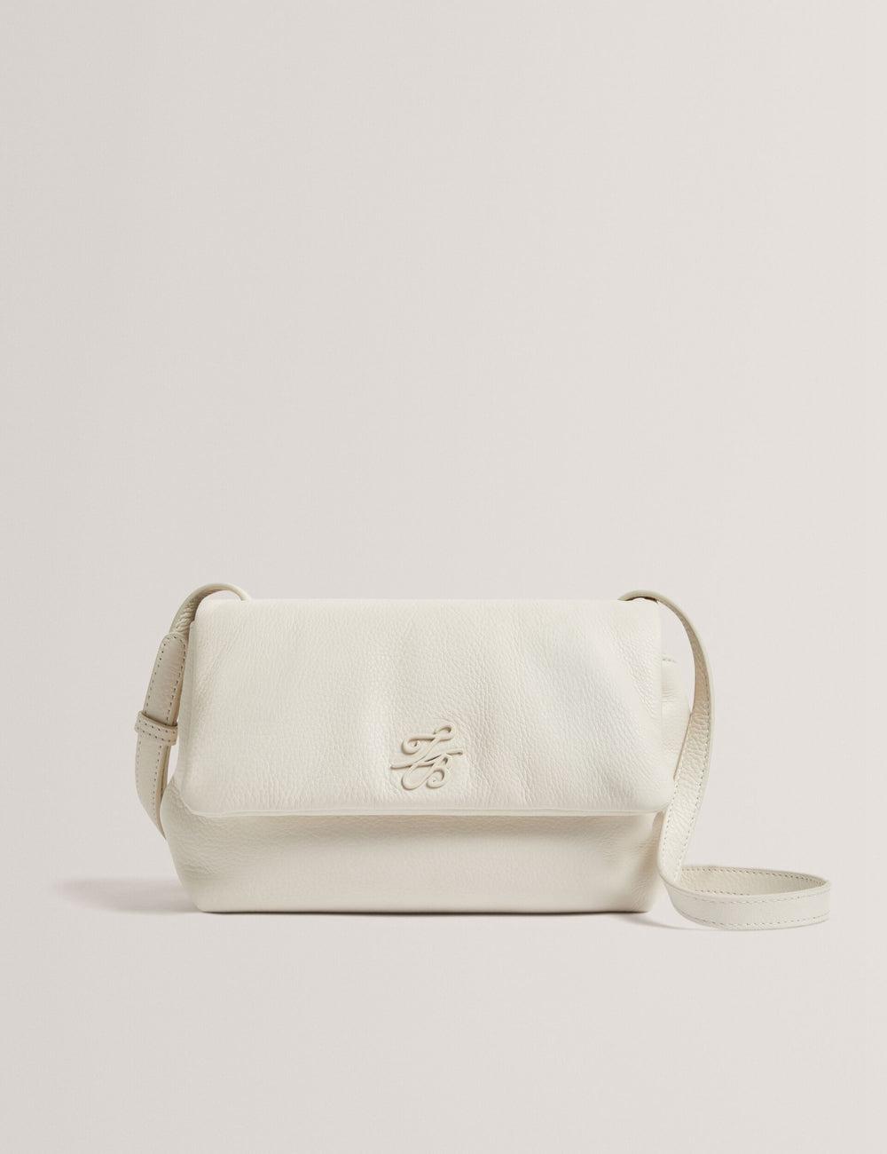 Ted Baker MARRISA - Padded Leather Fold Over Umhängetasche Damen Ecru | EDXCR-8246