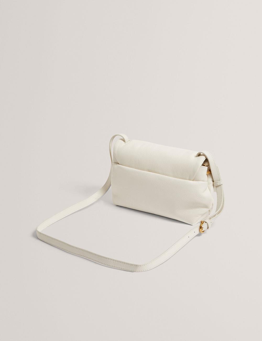 Ted Baker MARRISA - Padded Leather Fold Over Umhängetasche Damen Ecru | EDXCR-8246