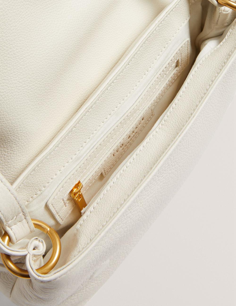 Ted Baker MARRISA - Padded Leather Fold Over Umhängetasche Damen Ecru | EDXCR-8246