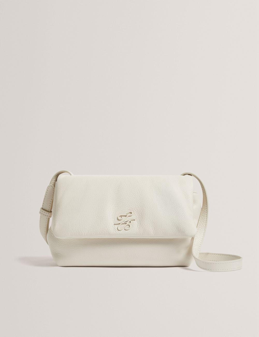 Ted Baker MARRISA - Padded Leather Fold Over Umhängetasche Damen Ecru | EDXCR-8246
