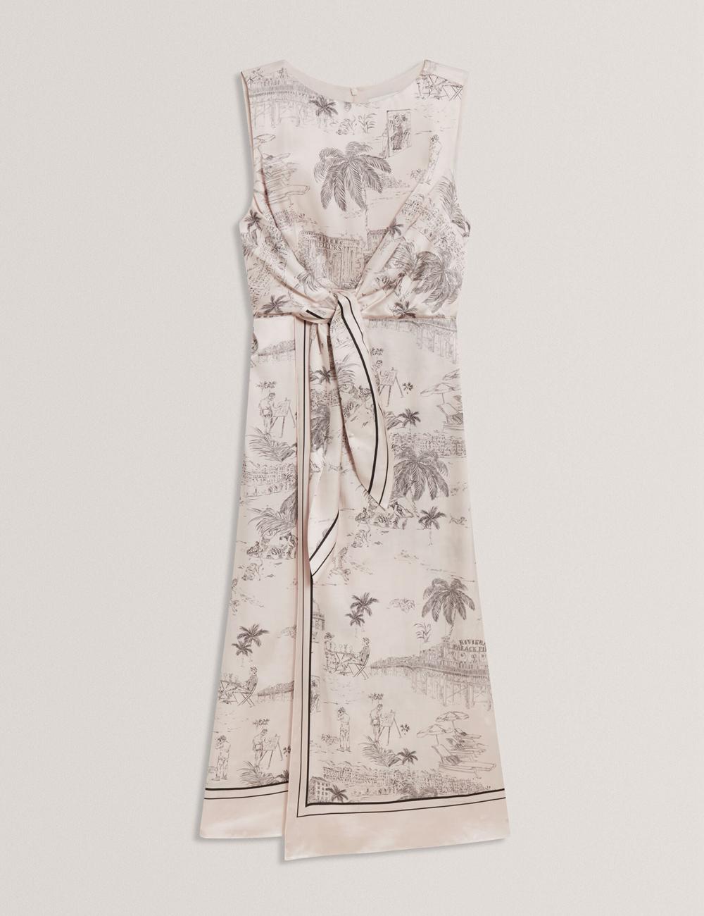 Ted Baker MARRONA - Printed Wrap Front Sleeveless Midi-kleid Damen Rosa | CZRFU-6394