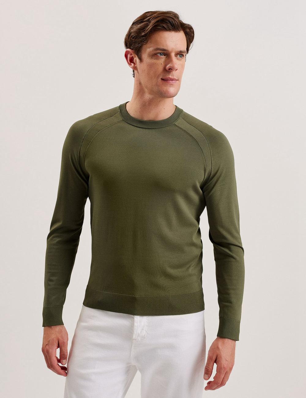 Ted Baker MAYWO - Saddle Shoulder Crew Neck Pullover Herren Khaki | AGZMR-1403