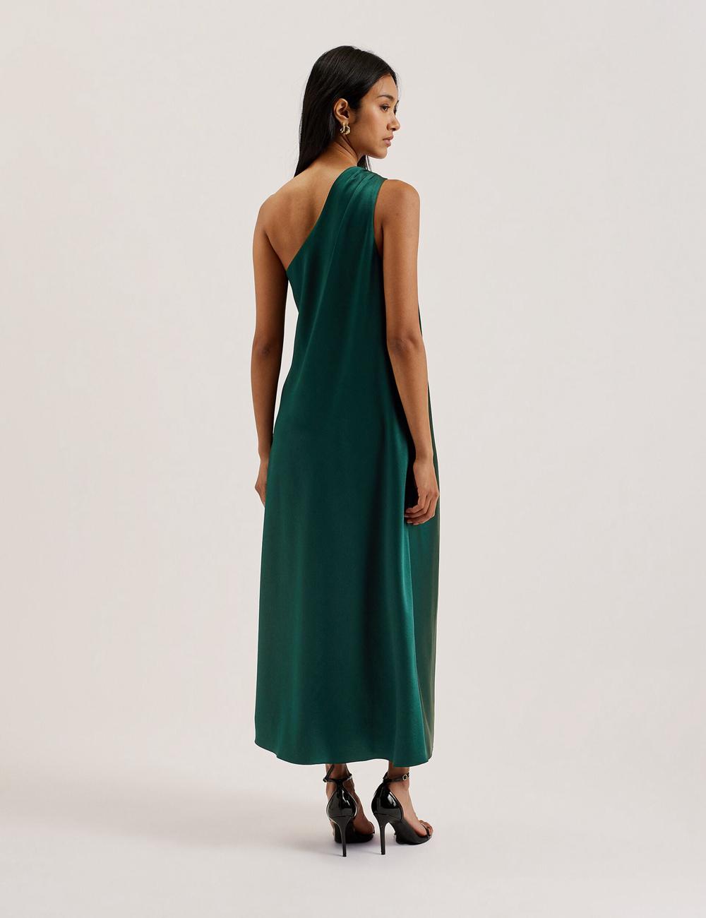 Ted Baker MELGAR - Satin One Shoulder Midi-kleid Damen Grün | RCENA-9417