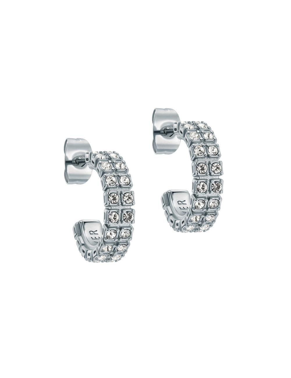 Ted Baker MELLRIE - Double Row Crystal Hoop Ohrringe Damen Silber | GLRIU-9357