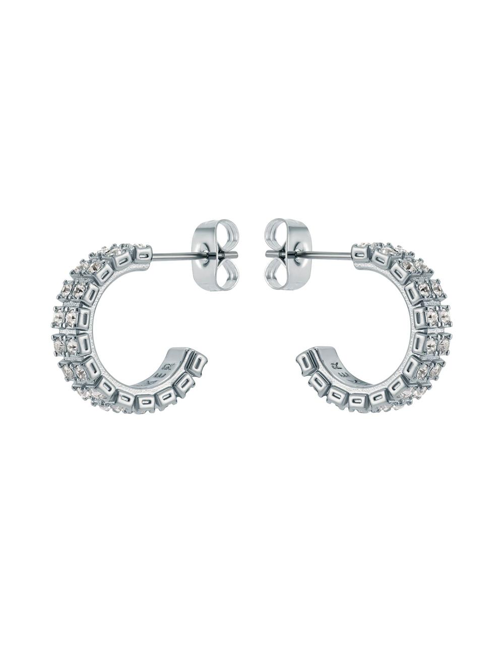 Ted Baker MELLRIE - Double Row Crystal Hoop Ohrringe Damen Silber | GLRIU-9357