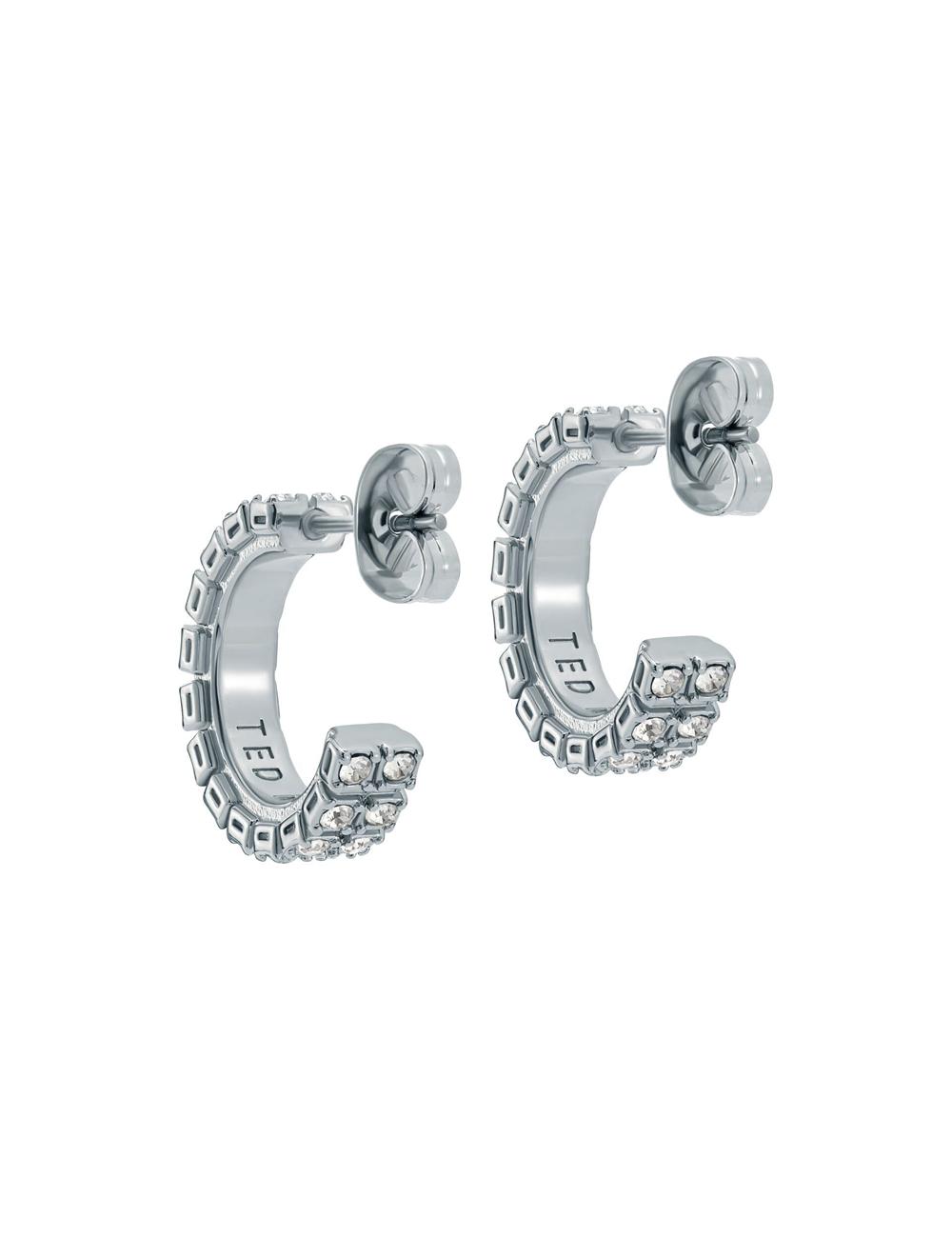 Ted Baker MELLRIE - Double Row Crystal Hoop Ohrringe Damen Silber | GLRIU-9357