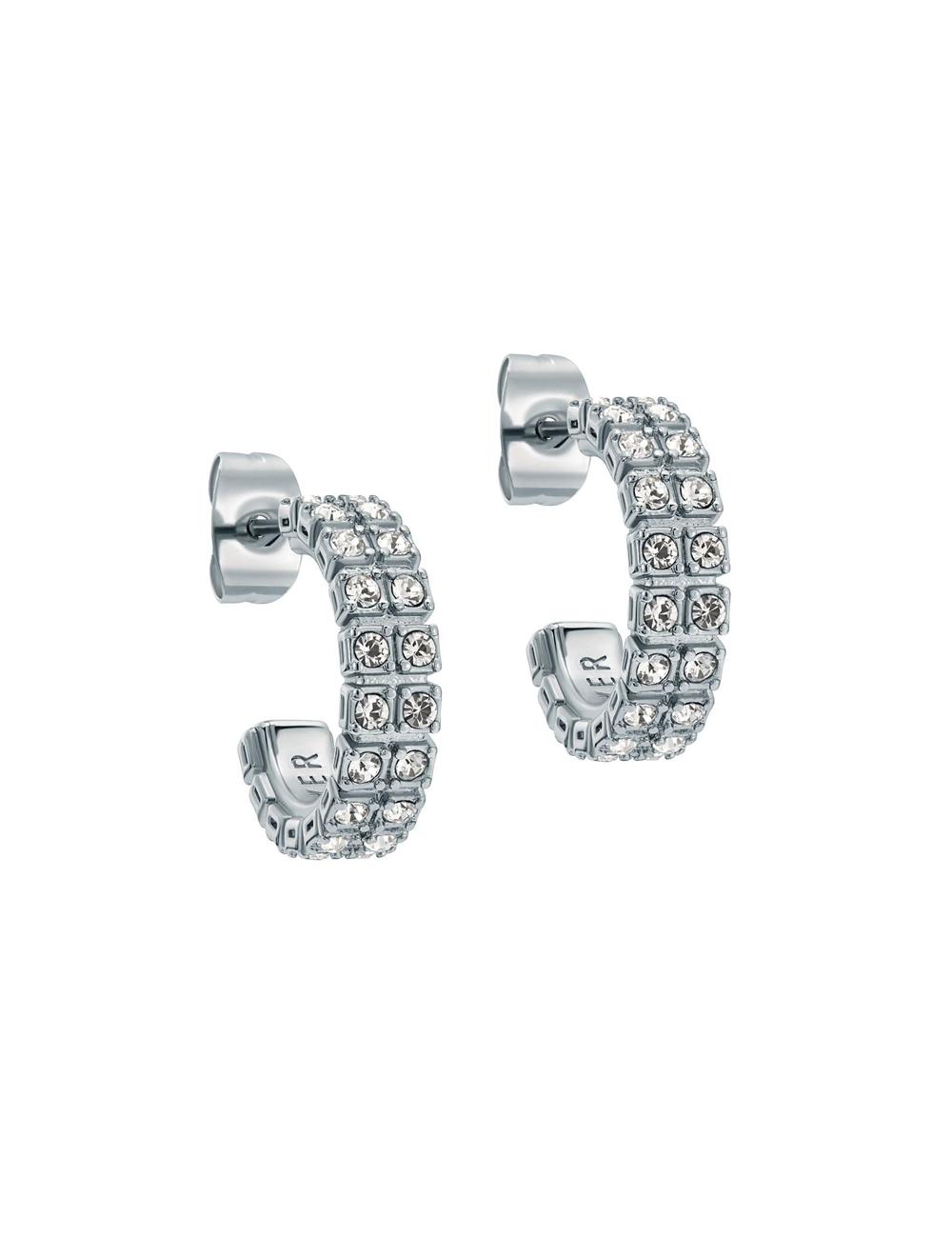 Ted Baker MELLRIE - Double Row Crystal Hoop Ohrringe Damen Silber | GLRIU-9357