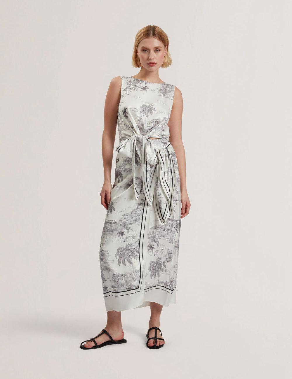 Ted Baker MELVA - Printed Detail Wrap Röcke Damen Ivory | TZXHJ-4570