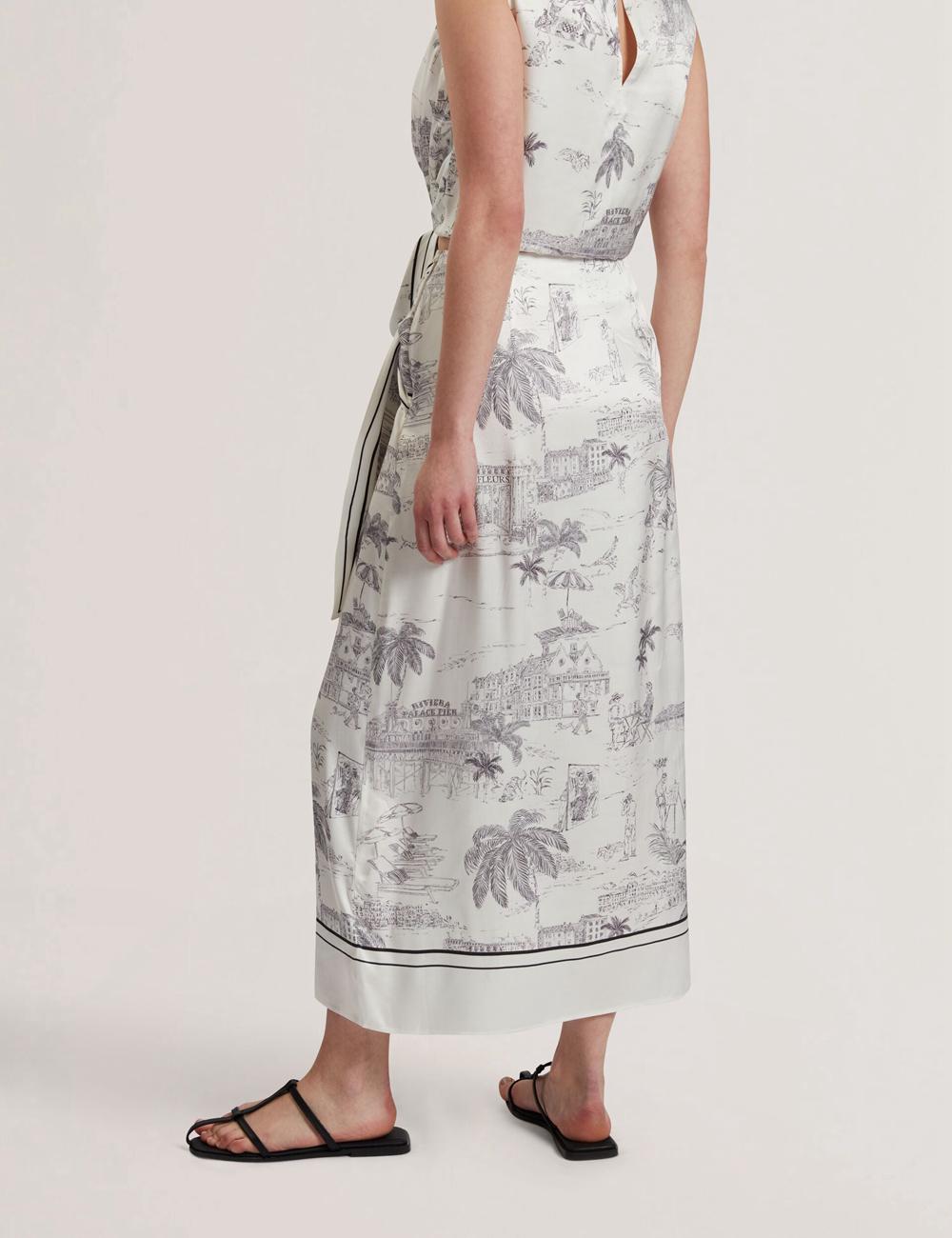 Ted Baker MELVA - Printed Detail Wrap Röcke Damen Ivory | TZXHJ-4570