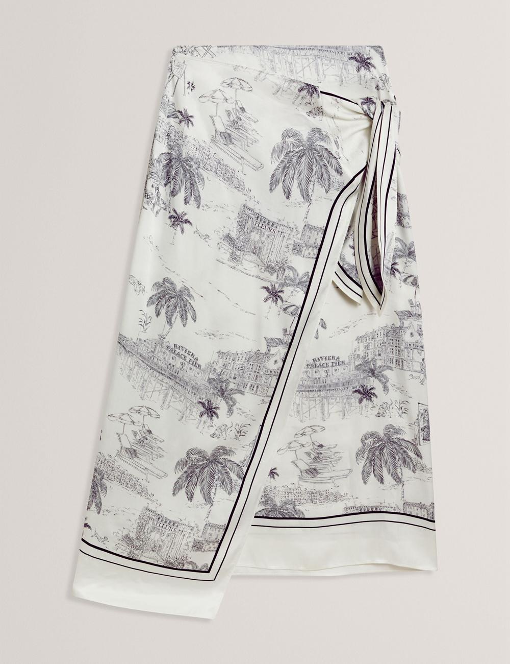 Ted Baker MELVA - Printed Detail Wrap Röcke Damen Ivory | TZXHJ-4570