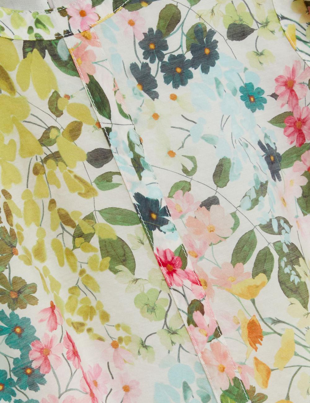 Ted Baker MICHA - Floral Binding Detail Puffed Sleeve Bluse Damen Ivory | YMJGO-6012