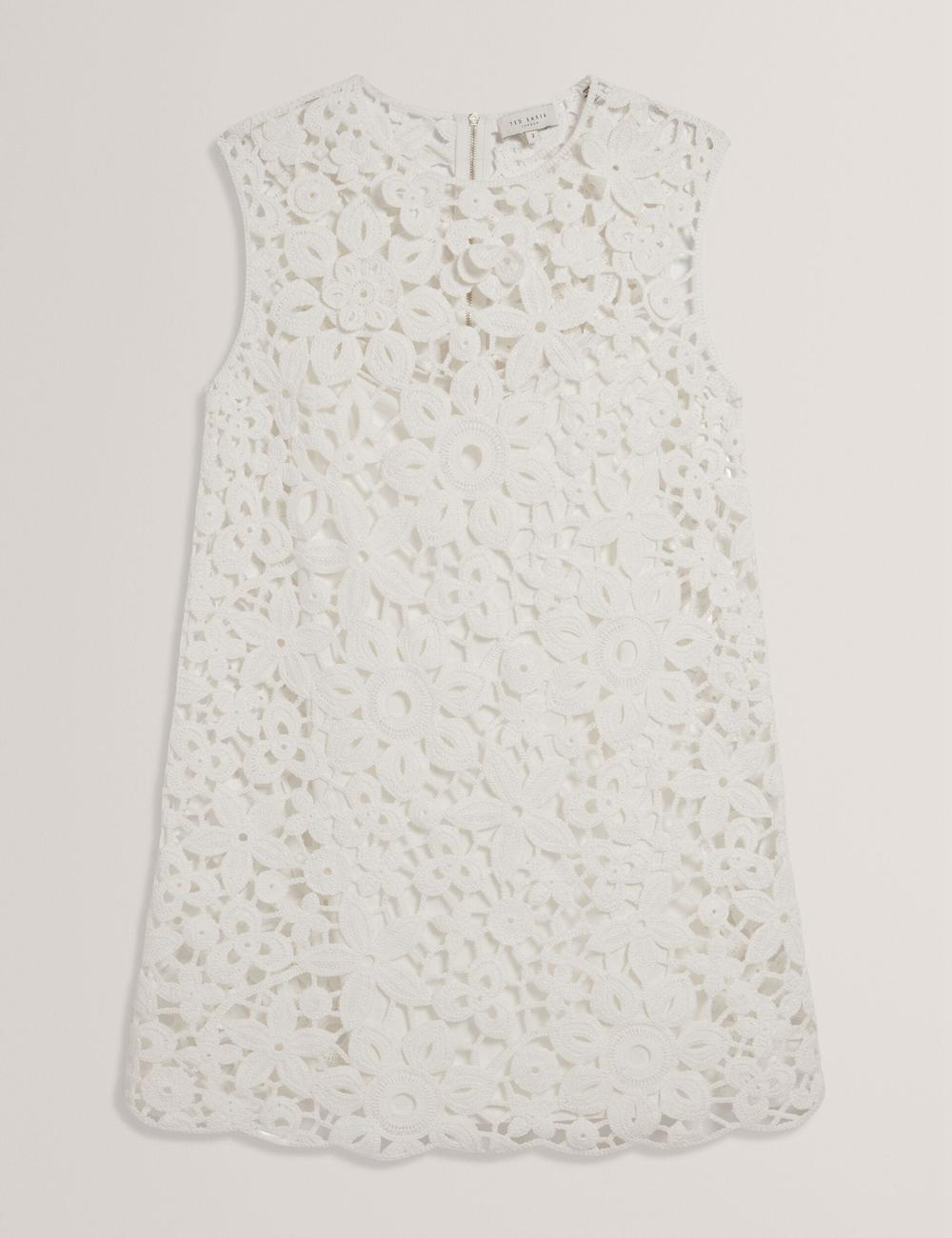 Ted Baker MIIKKA - Crochet Sleeveless Shift Minikleid Damen Weiß | RFPKC-0176