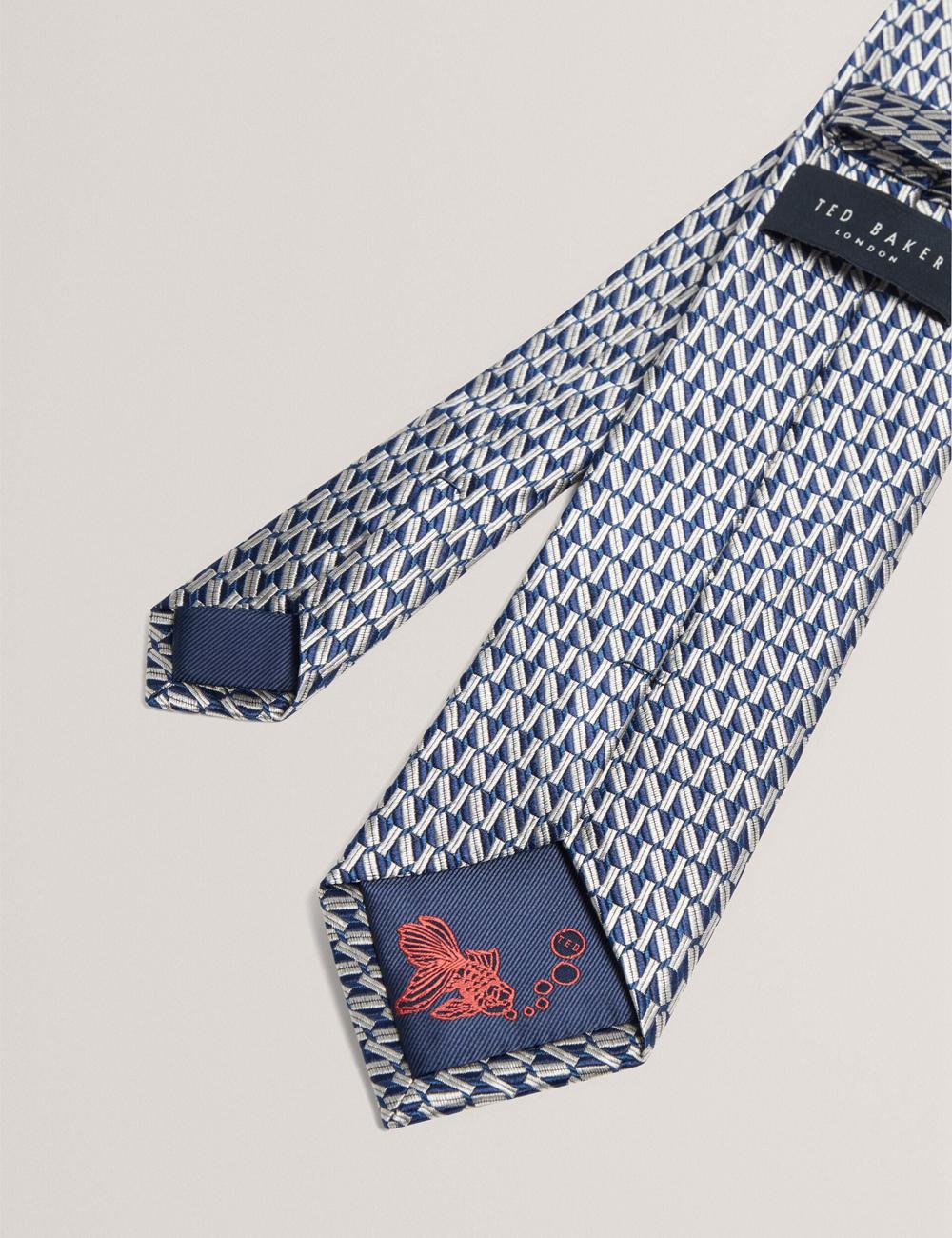Ted Baker MILAK - Geometric Pattern Silk Krawatten Herren Navy | OHBGX-9860