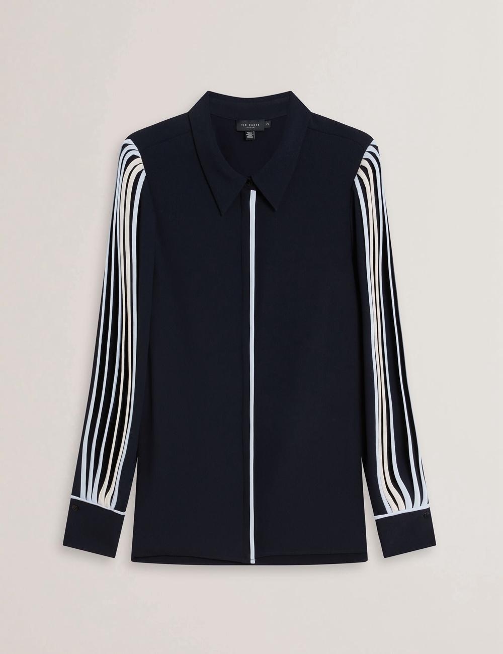 Ted Baker MIRITI - Contrast Piping Detail Long Sleeve Hemd Damen Navy | NPECD-8152