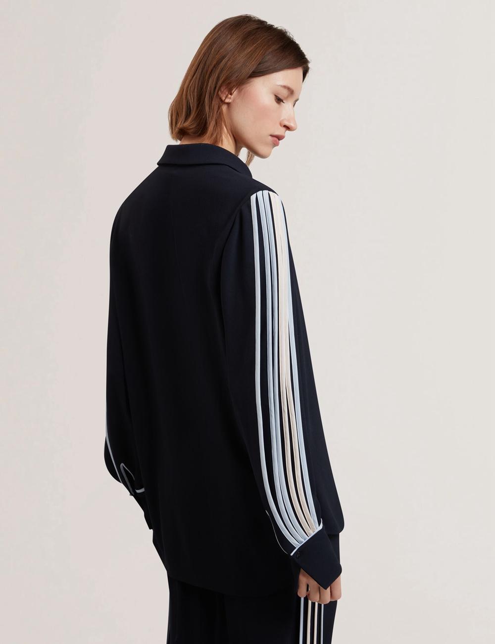 Ted Baker MIRITI - Contrast Piping Detail Long Sleeve Hemd Damen Navy | NPECD-8152