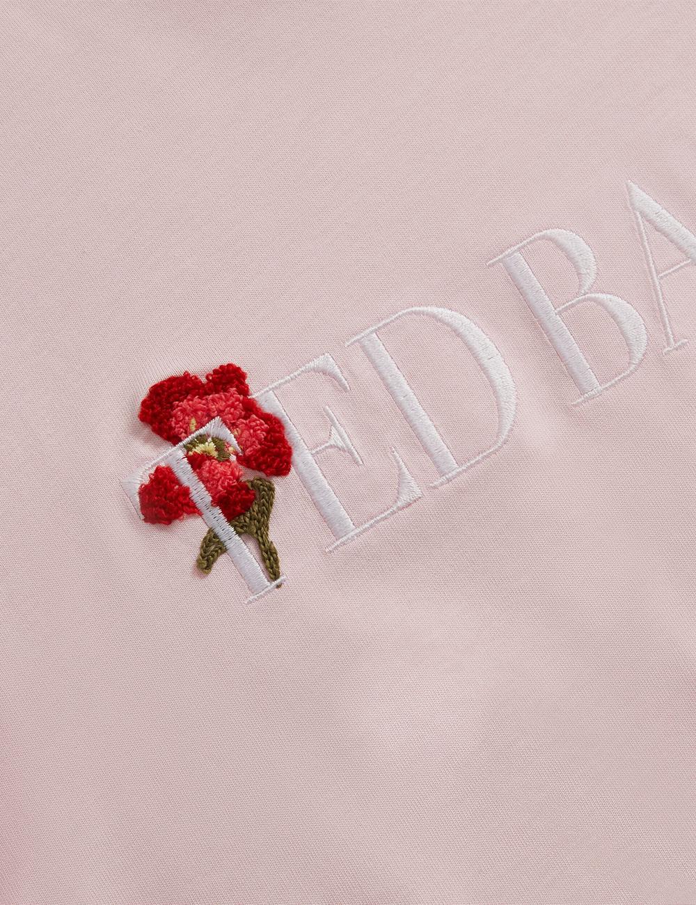 Ted Baker MOLII - Embroidered Logo Cropped Cotton T-shirts Damen Rosa | CDQPW-2931