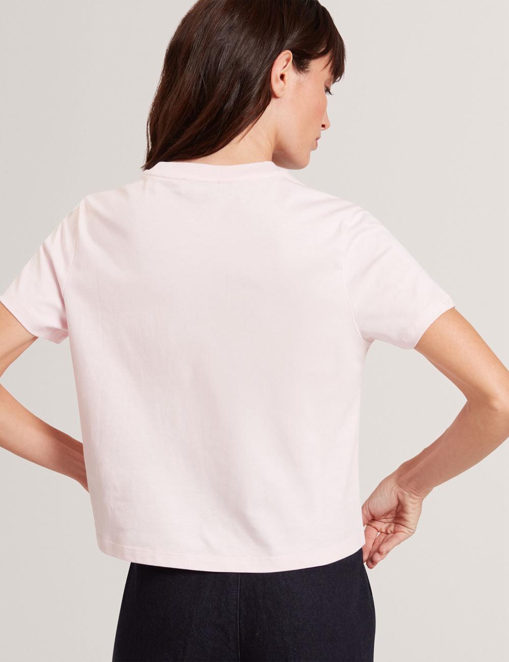 Ted Baker MOLII - Embroidered Logo Cropped Cotton T-shirts Damen Rosa | CDQPW-2931