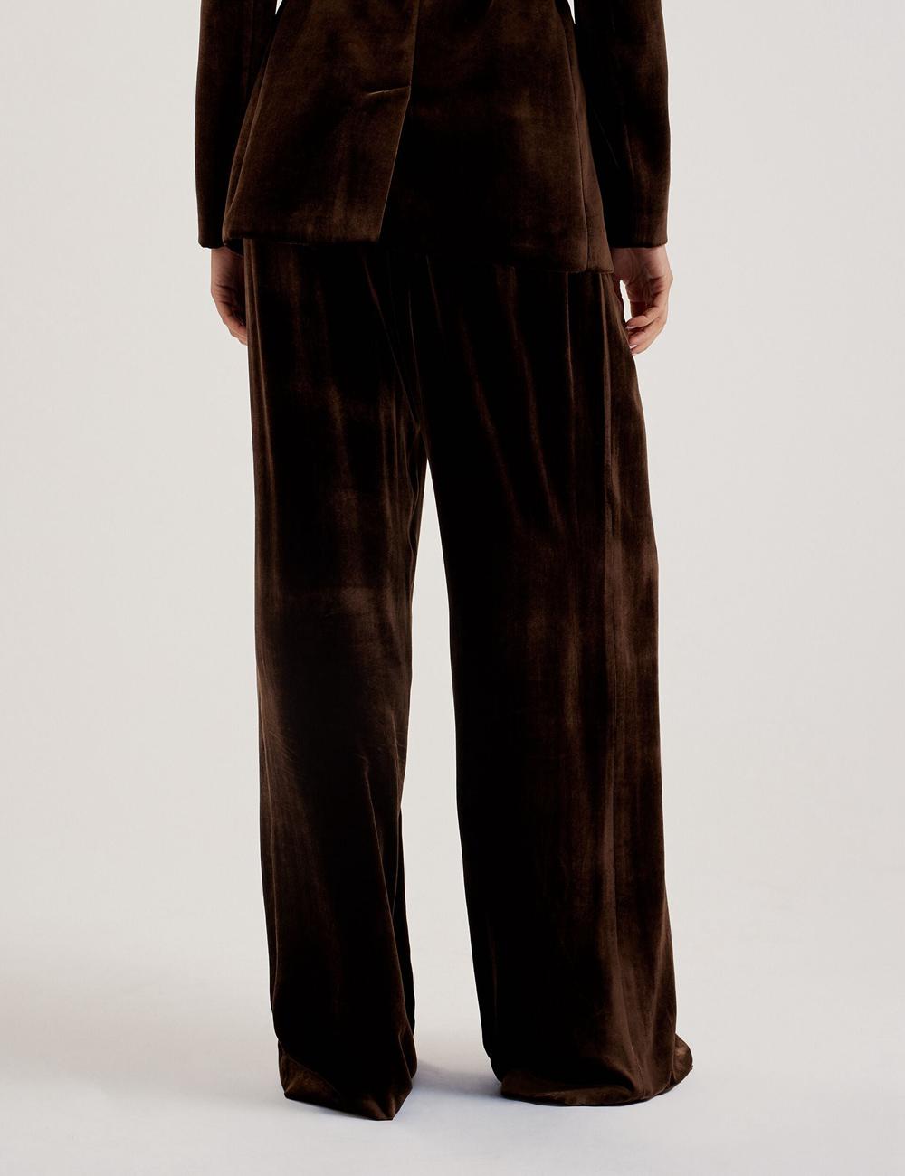 Ted Baker MOMIJIT - Velvet Pleated Wide Leg Hosen Damen Braun | XCYTR-3829