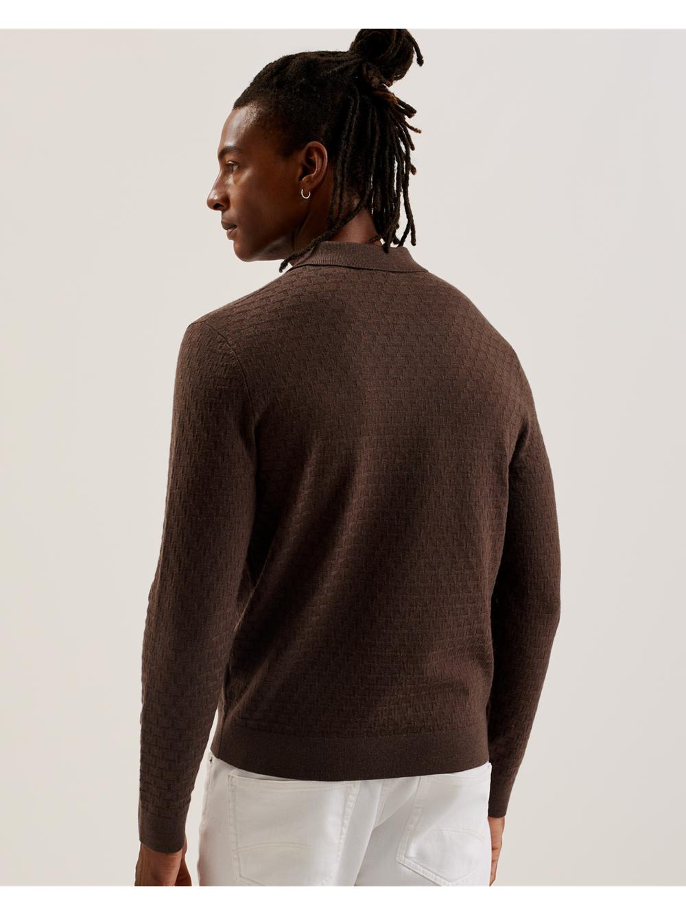 Ted Baker MORAR - Long Sleeve T Stitch Knitted Pullover Herren Braun | AGBFW-7096