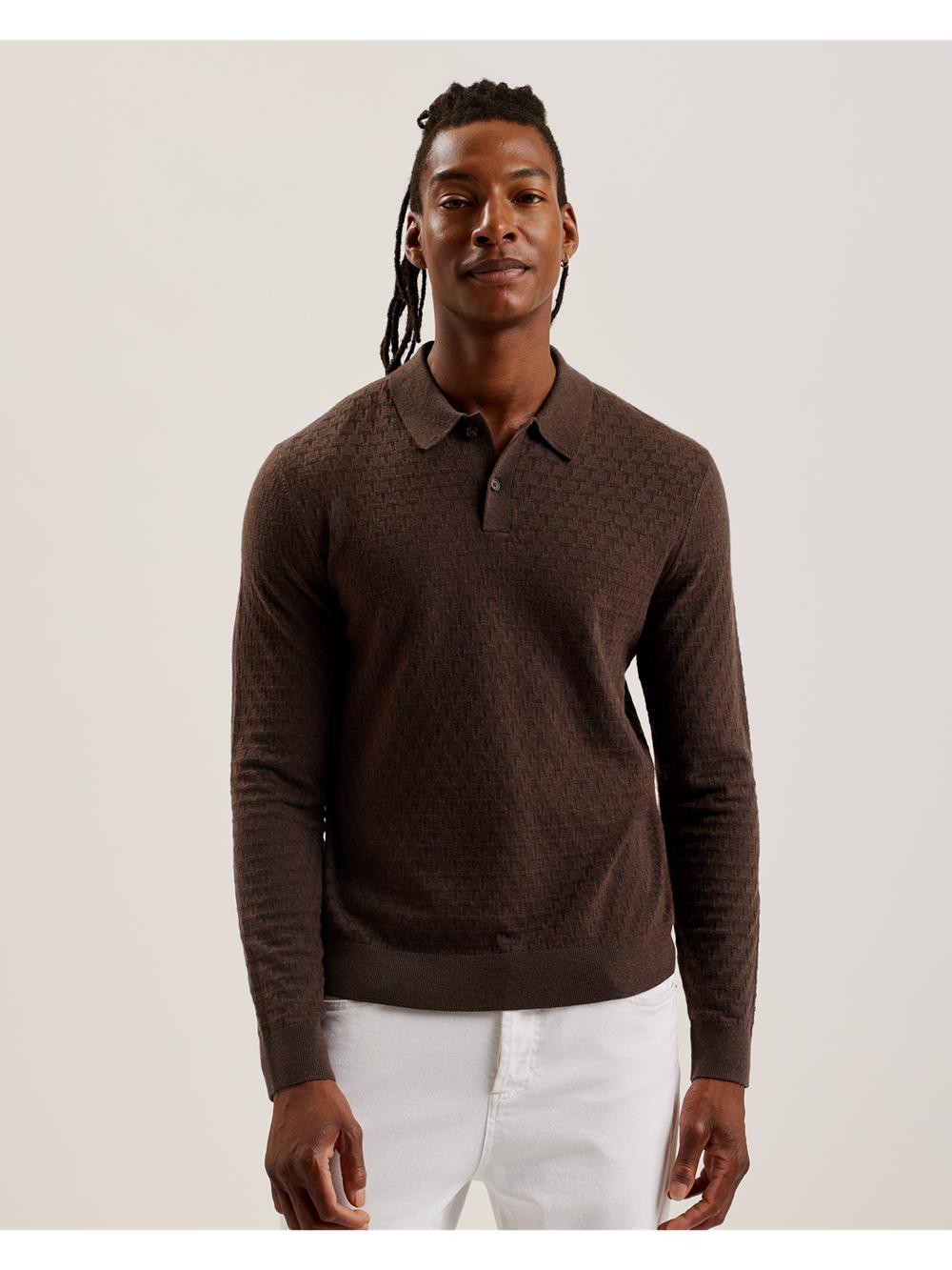 Ted Baker MORAR - Long Sleeve T Stitch Knitted Pullover Herren Braun | AGBFW-7096