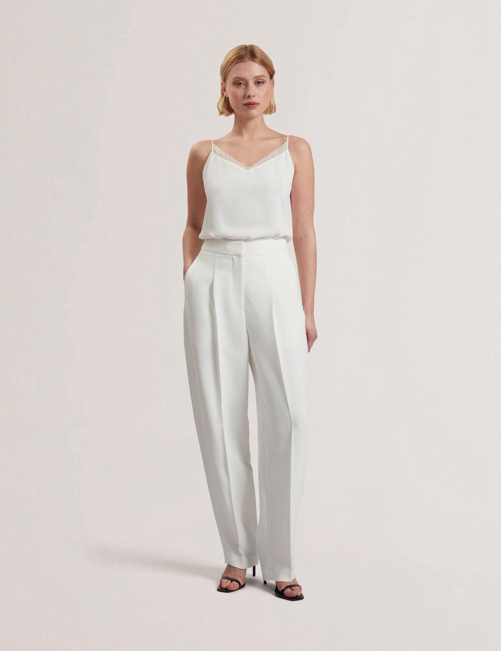 Ted Baker MORRIAT - Barrel Leg Woven Tailored Hosen Damen Ivory | AWMIS-3269
