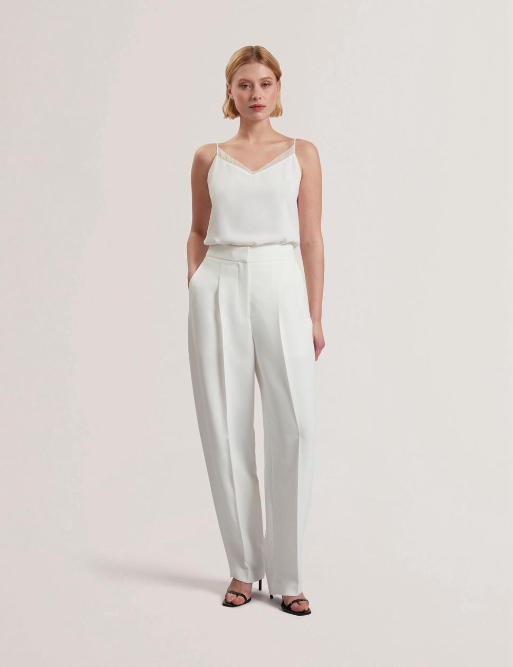 Ted Baker MORRIAT - Barrel Leg Woven Tailored Hosen Damen Ivory | AWMIS-3269