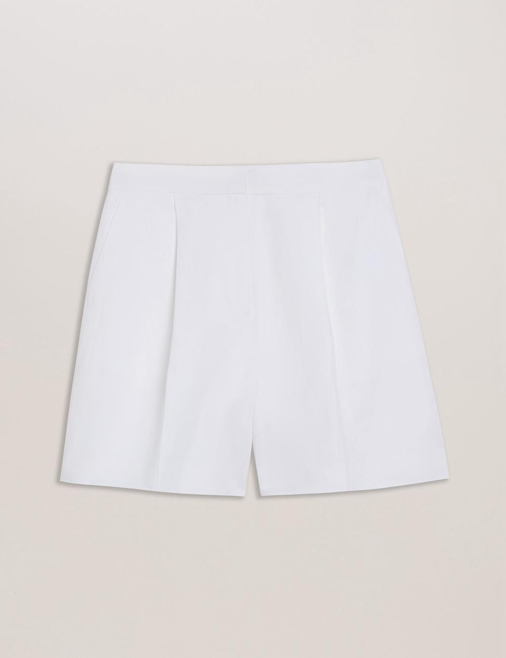 Ted Baker MUSUBSH - High Waisted Pleated Tailored Kurze Hose Damen Weiß | MJKHC-8017