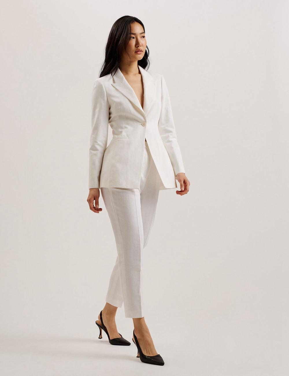 Ted Baker MUSUBT - Linen Cotton High Waisted Tailored Hosen Damen Weiß | IQJRM-2950