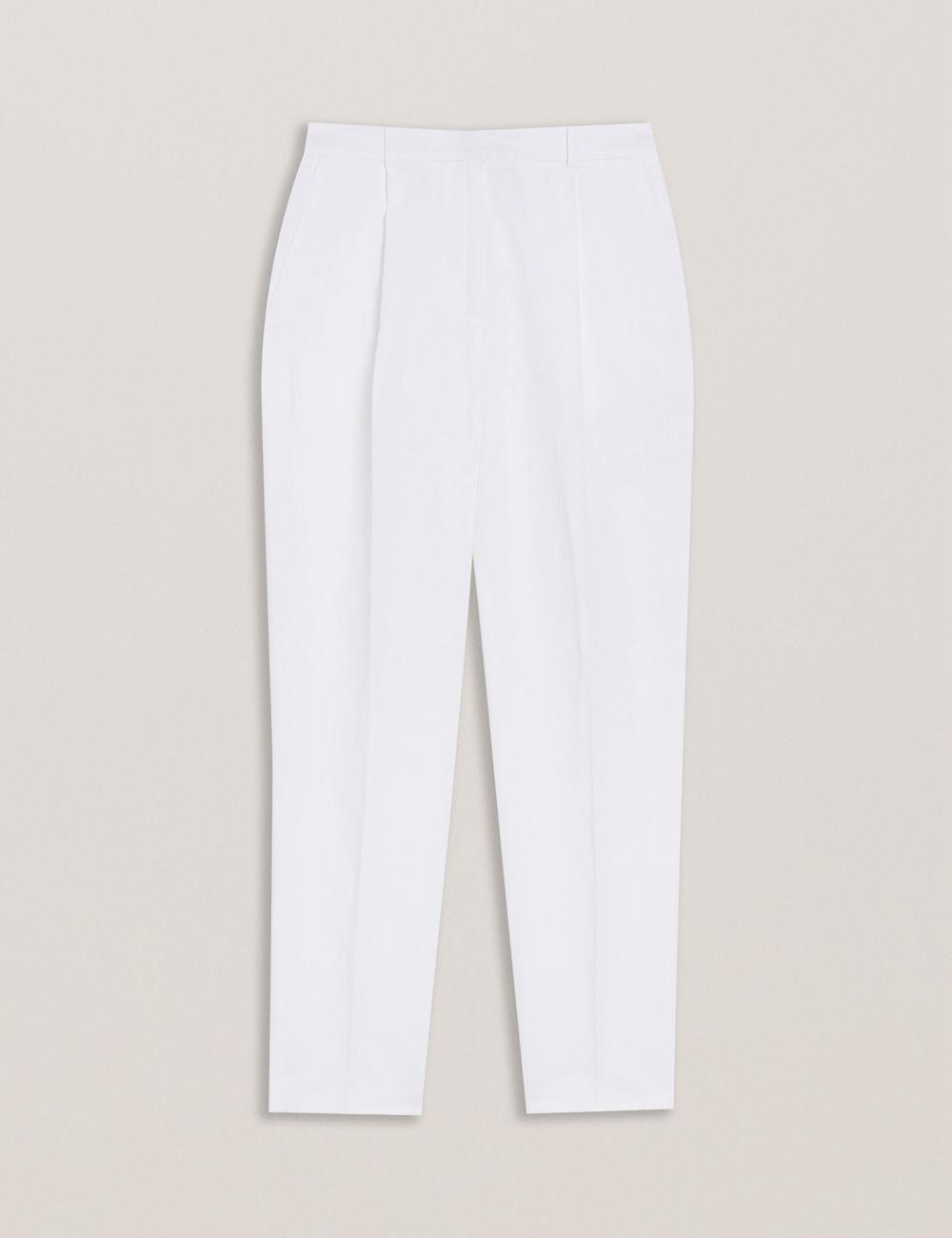 Ted Baker MUSUBT - Linen Cotton High Waisted Tailored Hosen Damen Weiß | IQJRM-2950